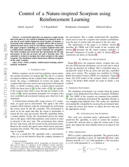Control of a Nature-inspired Scorpion using Reinforcement Learning