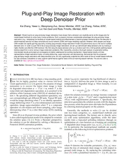 Plug-and-Play Image Restoration with Deep Denoiser Prior