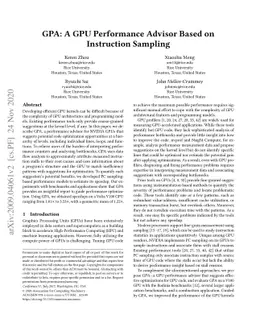 GPA: A GPU Performance Advisor Based on Instruction Sampling