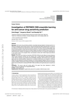 Investigation of REFINED CNN ensemble learning for anti-cancer drug
  sensitivity prediction