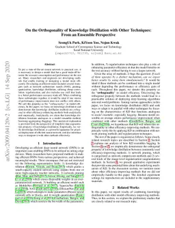 On the Orthogonality of Knowledge Distillation with Other Techniques:
  From an Ensemble Perspective