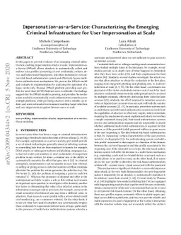 Impersonation-as-a-Service: Characterizing the Emerging Criminal
  Infrastructure for User Impersonation at Scale