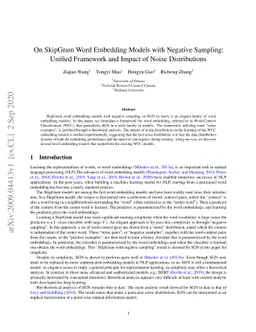 On SkipGram Word Embedding Models with Negative Sampling: Unified Framework and Impact of Noise Distributions