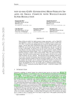not-so-BigGAN: Generating High-Fidelity Images on Small Compute with
  Wavelet-based Super-Resolution