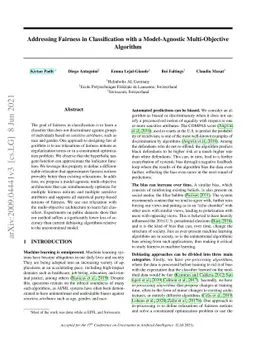 Addressing Fairness in Classification with a Model-Agnostic
  Multi-Objective Algorithm