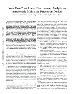 From Two-Class Linear Discriminant Analysis to Interpretable Multilayer
  Perceptron Design