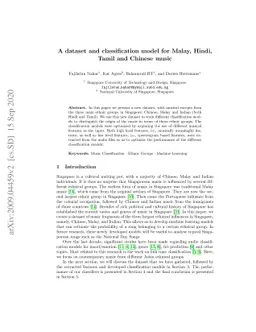 A dataset and classification model for Malay, Hindi, Tamil and Chinese
  music