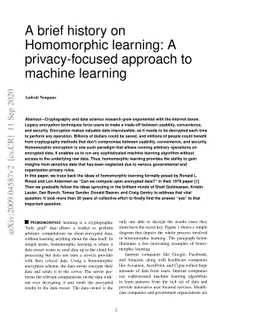 A brief history on Homomorphic learning: A privacy-focused approach to
  machine learning