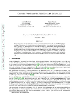 On the Fairness of 'Fake' Data in Legal AI