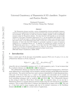 Universal consistency of Wasserstein $k$-NN classifier: Negative and
  Positive Results