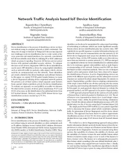 Network Traffic Analysis based IoT Device Identification