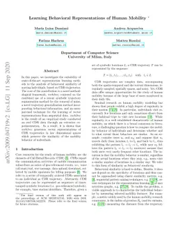 Learning Behavioral Representations of Human Mobility