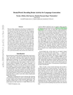 Brain2Word: Decoding Brain Activity for Language Generation