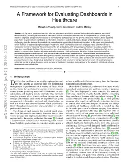 A Framework for Evaluating Dashboards in Healthcare
