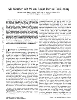 All-Weather sub-50-cm Radar-Inertial Positioning