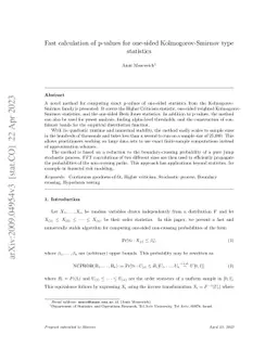 Fast calculation of p-values for one-sided Kolmogorov-Smirnov type
  statistics