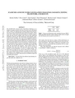 ICASSP 2021 Acoustic Echo Cancellation Challenge: Datasets, Testing
  Framework, and Results