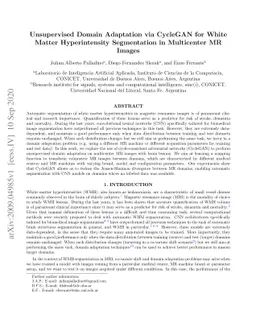 Unsupervised Domain Adaptation via CycleGAN for White Matter
  Hyperintensity Segmentation in Multicenter MR Images