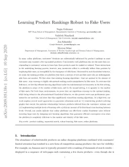 Learning Product Rankings Robust to Fake Users