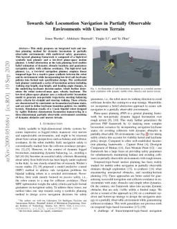 Towards Safe Locomotion Navigation in Partially Observable Environments
  with Uneven Terrain