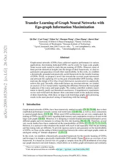Transfer Learning of Graph Neural Networks with Ego-graph Information
  Maximization