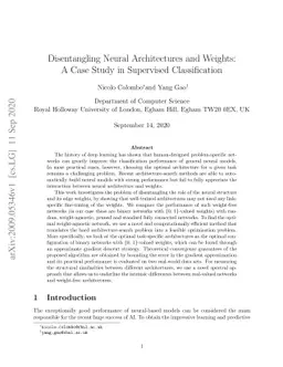 Disentangling Neural Architectures and Weights: A Case Study in
  Supervised Classification