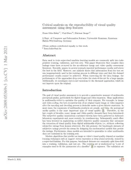 Critical analysis on the reproducibility of visual quality assessment
  using deep features