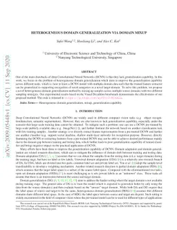 Heterogeneous Domain Generalization via Domain Mixup