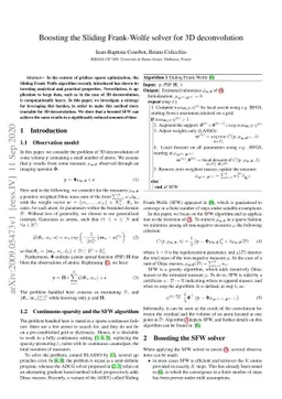 Boosting the Sliding Frank-Wolfe solver for 3D deconvolution