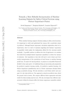 Towards a More Reliable Interpretation of Machine Learning Outputs for
  Safety-Critical Systems using Feature Importance Fusion