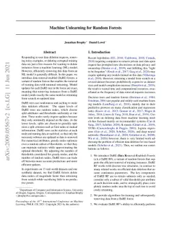 Machine Unlearning for Random Forests