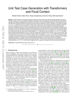 Unit Test Case Generation with Transformers and Focal Context