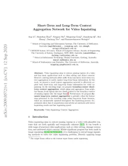 Short-Term and Long-Term Context Aggregation Network for Video
  Inpainting