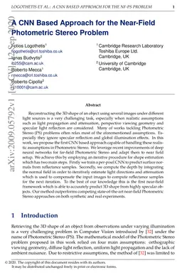 A CNN Based Approach for the Near-Field Photometric Stereo Problem