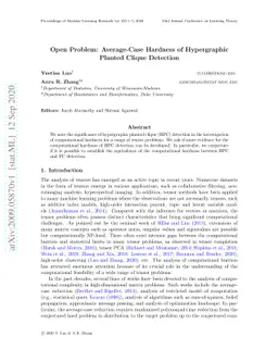Open Problem: Average-Case Hardness of Hypergraphic Planted Clique
  Detection
