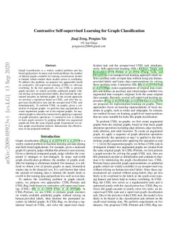 Contrastive Self-supervised Learning for Graph Classification