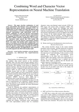 Combining Word and Character Vector Representation on Neural Machine
  Translation