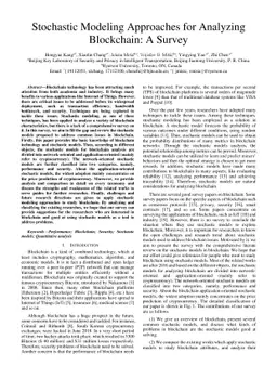 Stochastic Modeling Approaches for Analyzing Blockchain: A Survey
