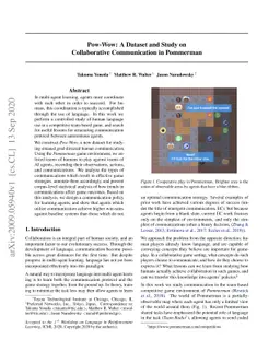 Pow-Wow: A Dataset and Study on Collaborative Communication in Pommerman