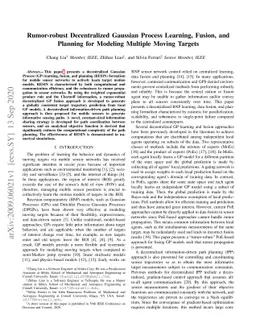 Rumor-robust Decentralized Gaussian Process Learning, Fusion, and
  Planning for Modeling Multiple Moving Targets