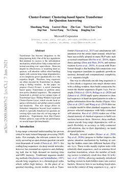 Cluster-Former: Clustering-based Sparse Transformer for Long-Range
  Dependency Encoding