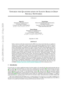 Towards the Quantification of Safety Risks in Deep Neural Networks