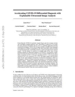 Accelerating COVID-19 Differential Diagnosis with Explainable Ultrasound
  Image Analysis