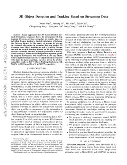 3D Object Detection and Tracking Based on Streaming Data