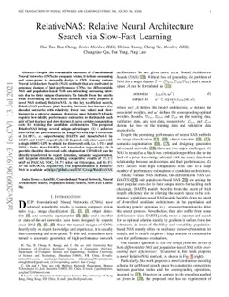 RelativeNAS: Relative Neural Architecture Search via Slow-Fast Learning