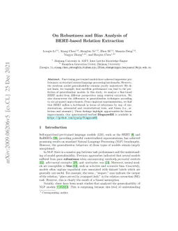 On Robustness and Bias Analysis of BERT-based Relation Extraction