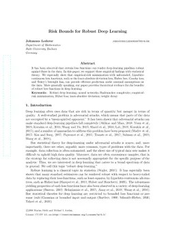 Risk Bounds for Robust Deep Learning