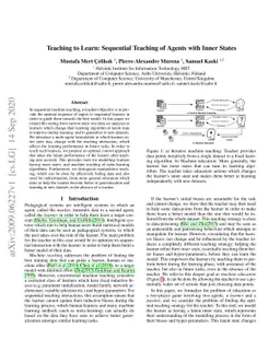 Teaching to Learn: Sequential Teaching of Agents with Inner States