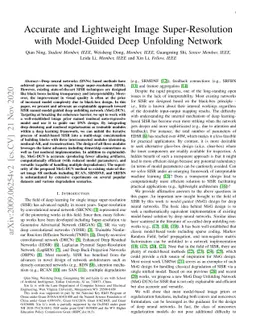 Accurate and Lightweight Image Super-Resolution with Model-Guided Deep
  Unfolding Network