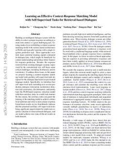 Learning an Effective Context-Response Matching Model with
  Self-Supervised Tasks for Retrieval-based Dialogues